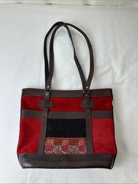 Handmade Bolivian Stylish Red and Brown Women's Tote Bag